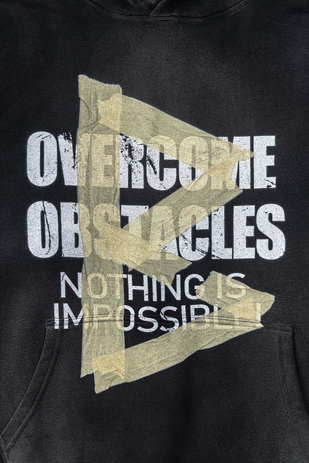 Oversized Washed Hoodie with Motivational Print