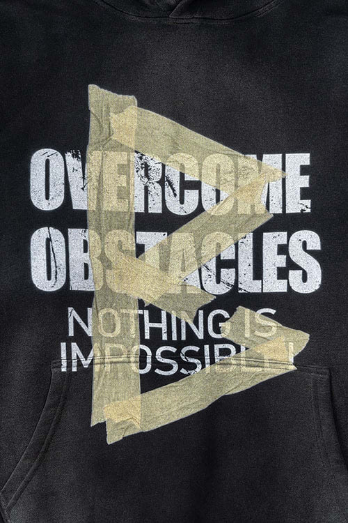 Relaxed Washed Graphic Hoodie - Black