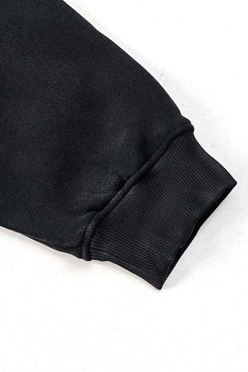 Relaxed Washed Graphic Hoodie - Black