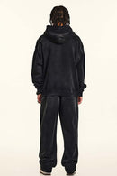 Relaxed Washed Graphic Hoodie - Black