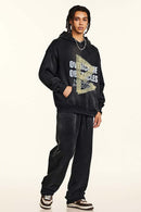 Relaxed Washed Graphic Hoodie - Black