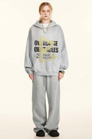 Relaxed Washed Graphic Hoodie - Light Gray