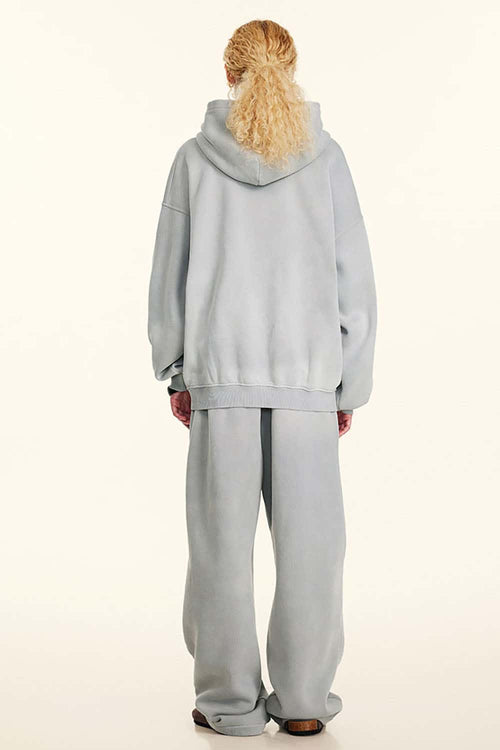 Relaxed Washed Graphic Hoodie - Light Gray
