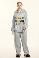 Relaxed Washed Graphic Hoodie - Light Gray