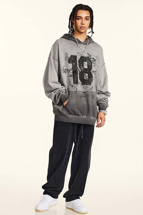 Heavyweight Vintage Graphic Hoodie - Dark Gray