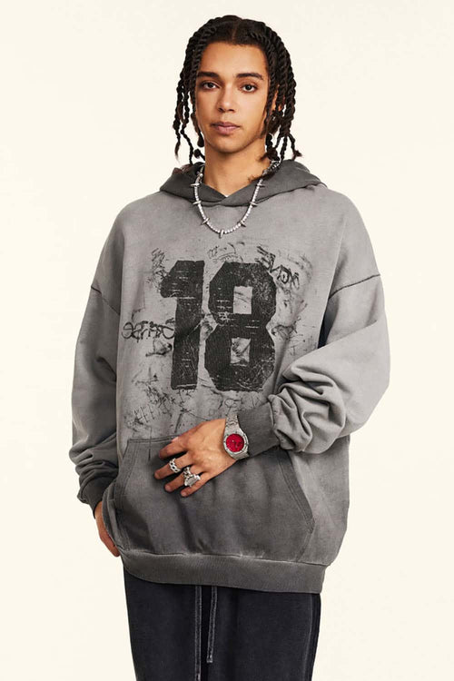 Heavyweight Vintage Graphic Hoodie - Dark Gray