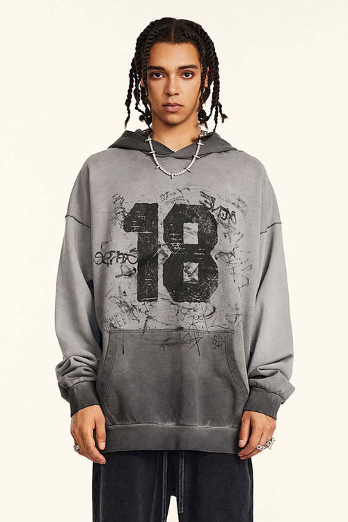 Heavyweight Vintage Graphic Hoodie - Dark Gray