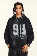 Graffiti Paint Graphic Fleece Hoodie - Black