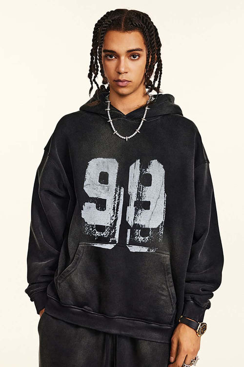 Graffiti Paint Graphic Fleece Hoodie - Black
