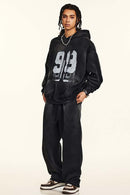 Graffiti Paint Graphic Fleece Hoodie - Black