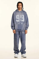Graffiti Paint Graphic Fleece Hoodie - Blue