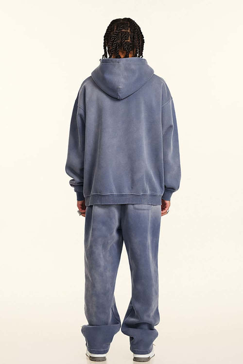 Graffiti Paint Graphic Fleece Hoodie - Blue