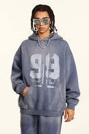 Graffiti Paint Graphic Fleece Hoodie - Blue