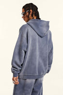 Graffiti Paint Graphic Fleece Hoodie - Blue