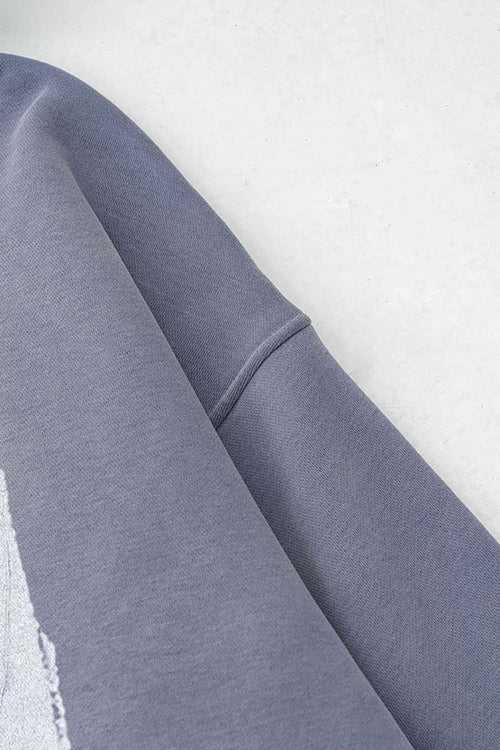 Graffiti Paint Graphic Fleece Hoodie - Blue