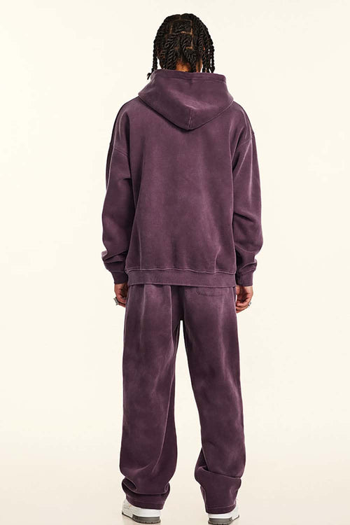 Graffiti Paint Graphic Fleece Hoodie - Plum Purple