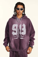 Graffiti Paint Graphic Fleece Hoodie - Plum Purple