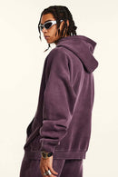 Graffiti Paint Graphic Fleece Hoodie - Plum Purple
