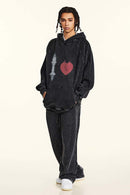Heavyweight Vintage Washed Graphic Hoodie - Fried Snowflakes