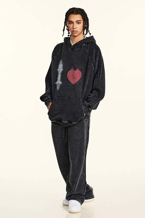 Heavyweight Vintage Washed Graphic Hoodie - Fried Snowflakes