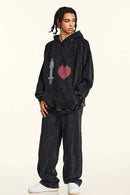 Heavyweight Vintage Washed Graphic Hoodie - Fried Snowflakes