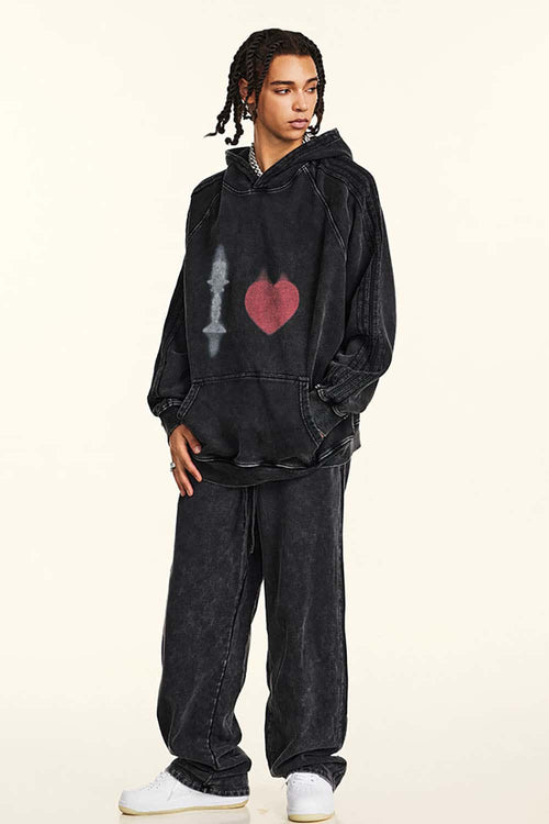 Heavyweight Vintage Washed Graphic Hoodie - Fried Snowflakes