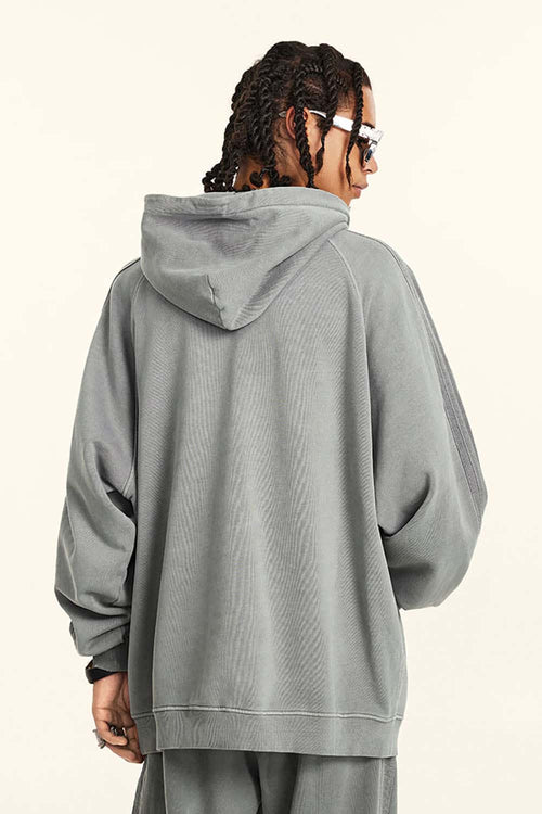 Heavyweight Vintage Washed Graphic Hoodie - Medium Gray