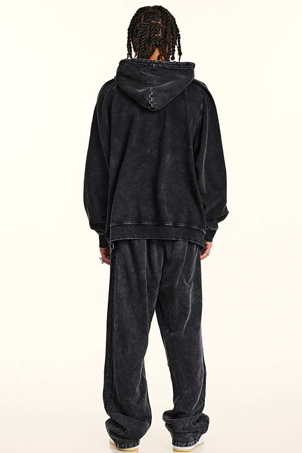 Loose Heavyweight Washed Hoodie with Inspirational Graphic