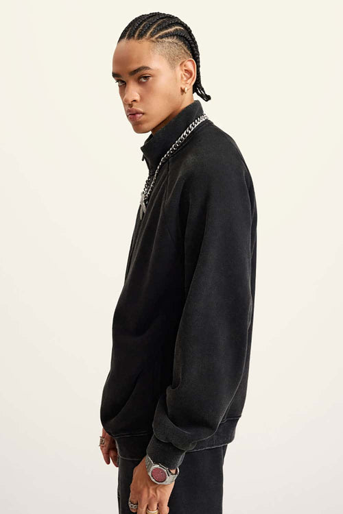 Heavyweight Vintage Washed Fleece Jacket - Black