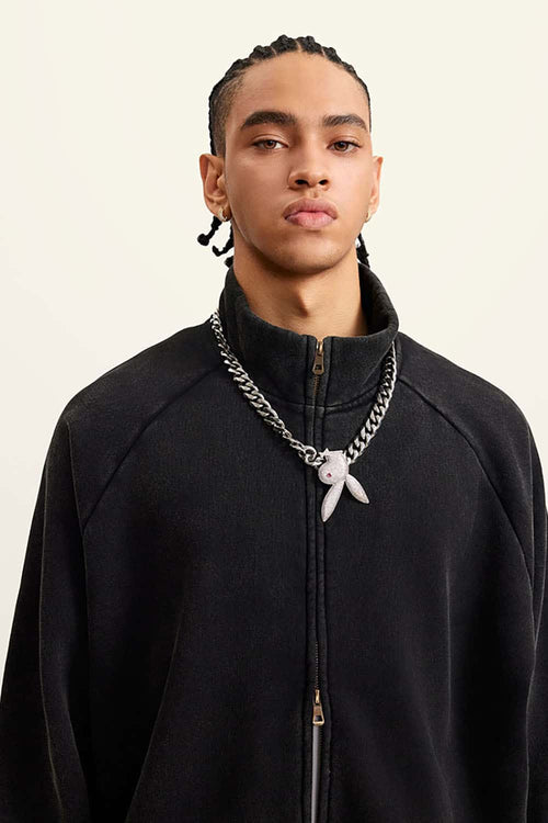 Heavyweight Vintage Washed Fleece Jacket - Black