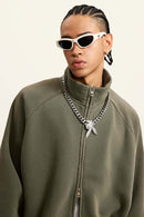 Heavyweight Vintage Washed Fleece Jacket - Coffee