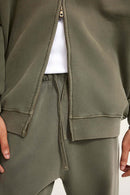 Heavyweight Vintage Washed Fleece Jacket - Coffee