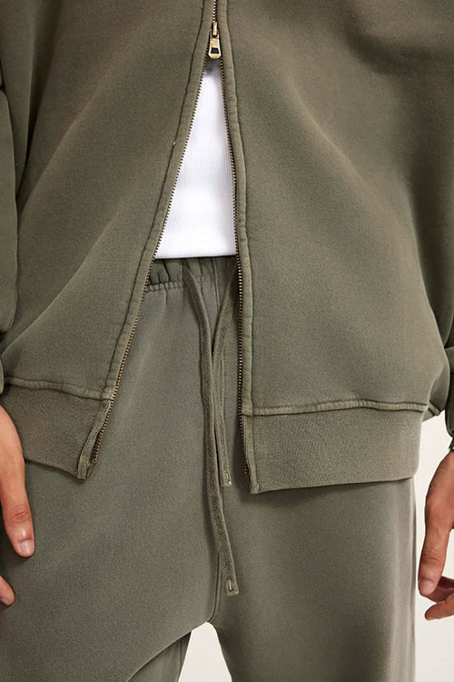 Heavyweight Vintage Washed Fleece Jacket - Coffee
