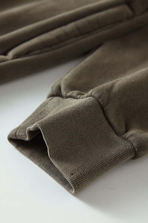 Heavyweight Vintage Washed Fleece Jacket - Coffee