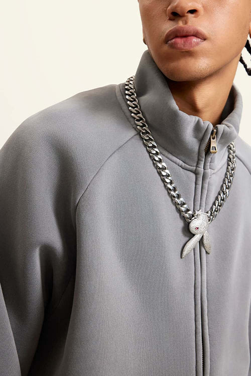 Heavyweight Vintage Washed Fleece Jacket - Medium Gray
