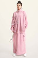 Heavyweight Vintage Washed Fleece Jacket - Rose Pink