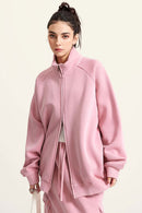 Heavyweight Vintage Washed Fleece Jacket - Rose Pink