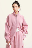 Heavyweight Vintage Washed Fleece Jacket - Rose Pink