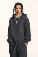 Heavy Washed Knit Hoodie - Dark Gray