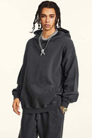 Heavy Washed Knit Hoodie - Dark Gray