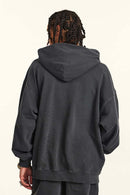 Heavy Washed Knit Hoodie - Dark Gray