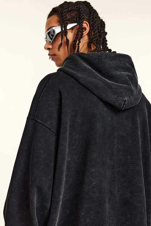 Heavy Washed Knit Hoodie - Fried Snowflakes