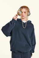 Heavy Washed Knit Hoodie - Royal Blue