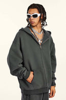 Heavyweight Fleece Lined Zip Hoodie - Dark Gray