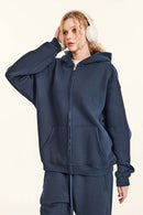 Heavyweight Fleece Lined Zip Hoodie - Midnight Blue