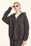 Heavyweight Fleece Lined Zip Hoodie - Plum Purple