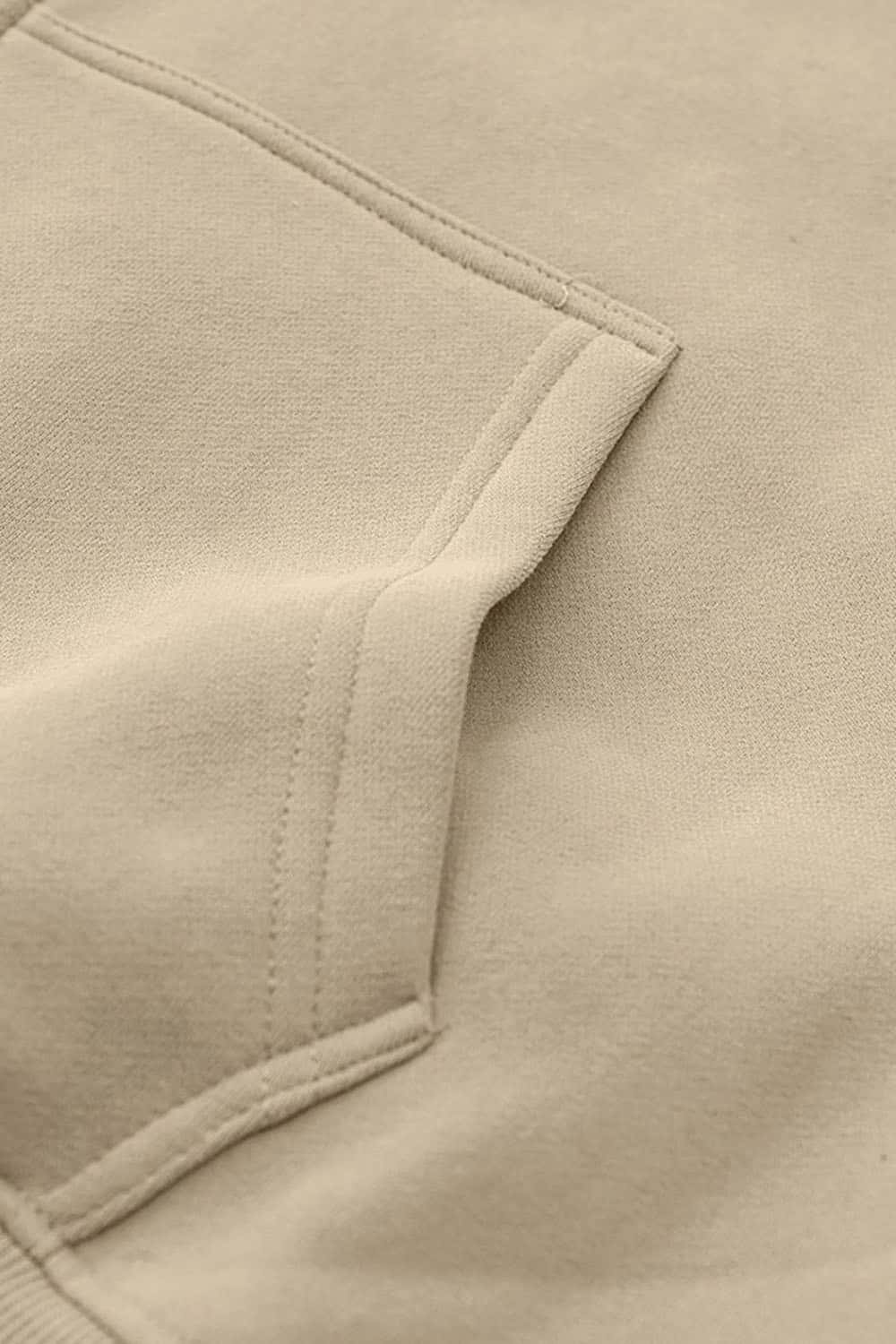 Solid Color Loose Fleece Hooded Zip-Up Knit Cardigan