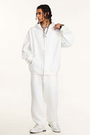 Heavyweight Fleece Lined Zip Hoodie - White
