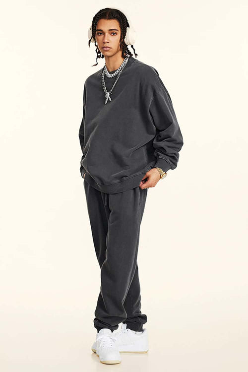 Vintage Washed Distressed Sweatshirt - Dark Gray