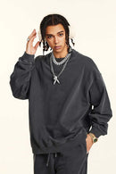 Vintage Washed Distressed Sweatshirt - Dark Gray